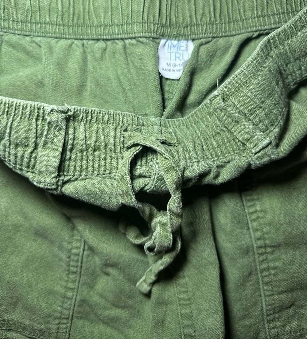 Time and Tru Women's Olive Green Pull-On Drawstring Cargo Pants - Picture 2 of 3